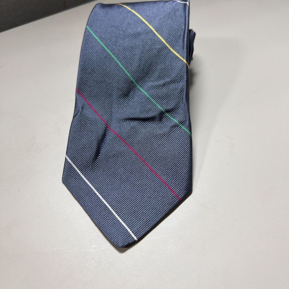 Brooks Brothers Makers Men's All Silk Navy Blue Striped Repp Tie